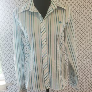 Lilly Pulitzer blue green striped blouse